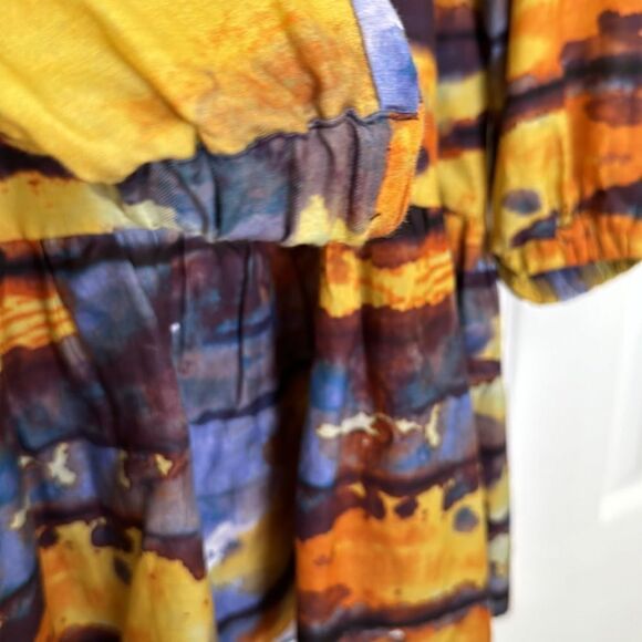 Marie Oliver Rhetta Long Sleeve Mini Dress, Gold & Blue Multi Color, Medium NWOT - Picture 5 of 9